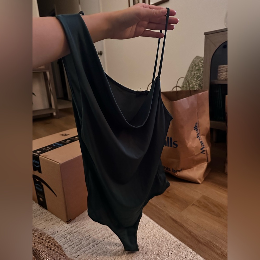 Black Satin Cowl Neck Camisole